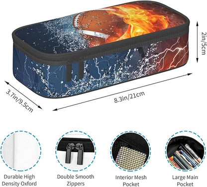 SNAPMADE Boys Pencil Box with Football Pattern, Cool Sports Pencil Case Large - Image 3