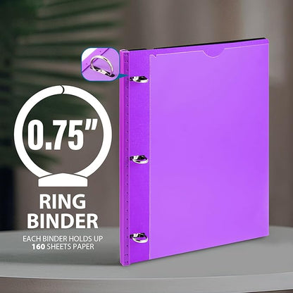 WOT I 4-Pack Telescoping 3 Ring Binder, Expandable Flexible Binder - Image 6