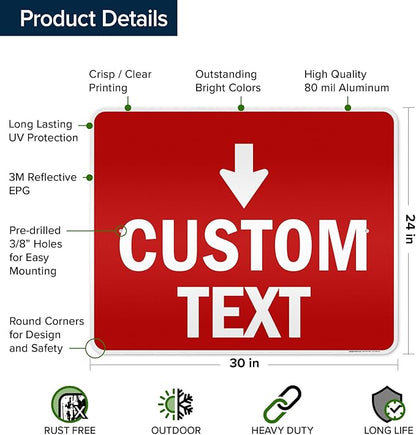 Custom Arrow, Custom Directional Sign, Down Arrow, 24x30 Inches, 3M EGP - Image 6