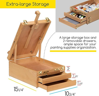 MEEDEN Large Tabletop Easel Sketchbox, Adjustable Solid Beech Wood Desktop - Image 5