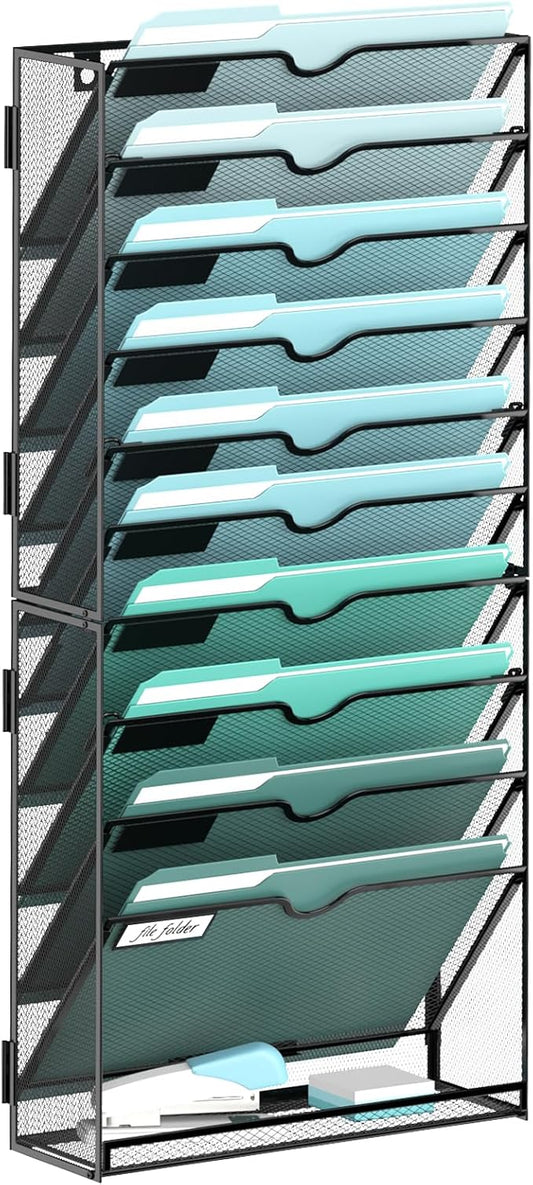 SUPEASY 11-Tier Wall File Organizer, Hanging Wall Files by SUPEASY