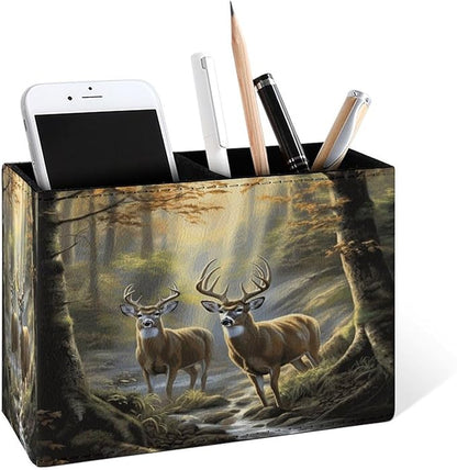Famame Two Deer Autumn River Pencil Holder by Famame
