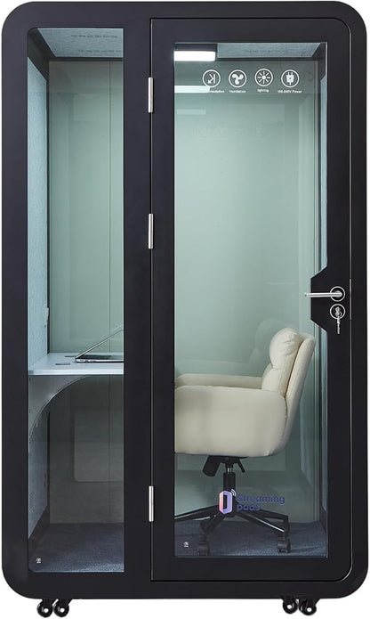 GEARONIC Solo Office Sound Booth Pod Audio Privacy, Mobile Roller by GEARONIC