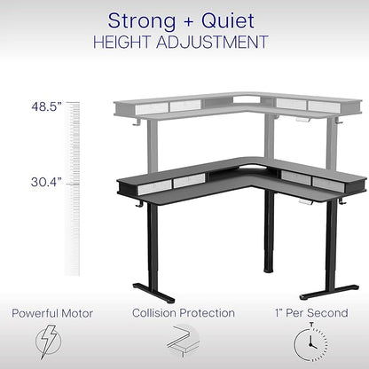 VIVO Electric 2-Tier Corner L-Shaped 63 x 55 inch Standing Desk, Height - Image 3