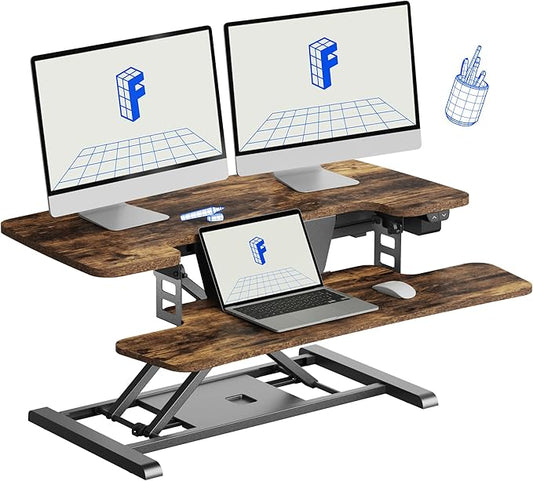 FLEXISPOT 35" Electric Standing Desk Converter, Height Adjustable Motorized by FlexiSpot