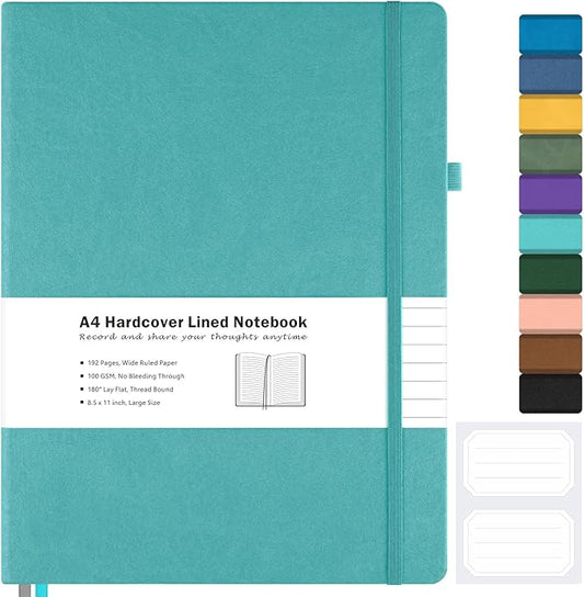 Lined Journal Notebook, 8.5" x 11" Hardcover Leather Notebook by MALEDEN