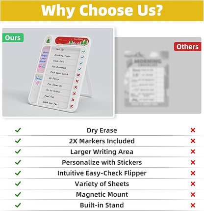 2-Pack Magnetic Chore Chart for Kids, ADHD Task Tracker Easy-Check Routine Dry - Image 7