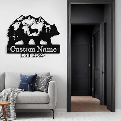 Custom Bear & Deer Metal Sign, Custom Bear Metal Wall Art Decor, Personalized - Image 5