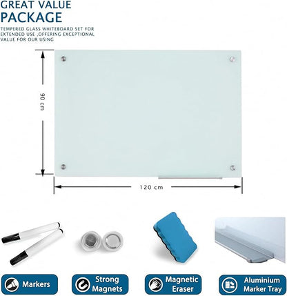 Magnetic Glass Writeboard 48"X36" Premium Tempered Dry Erase Boards Wall - Image 2