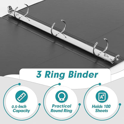 3 Ring Binder 0.5 Inch, PANDRI 12 Pack 0.5-Inch Binder Fits Letter Size 8.5'' x - Image 3