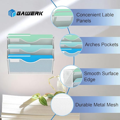 Gawerk 3 Tier Hanging Wall File Organizer, Mesh Mail Paper Orgnization Hanging - Image 3