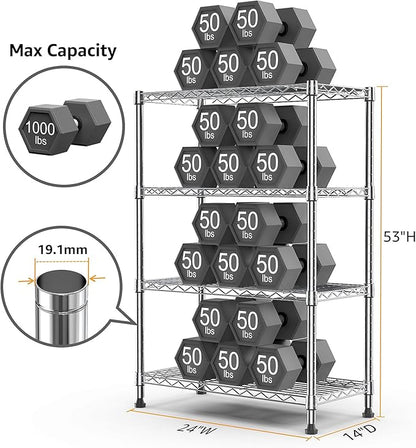 M MZG 1000 lbs Storage Shelving 4-Tier Utility Shelving Unit Steel Organizer - Image 3