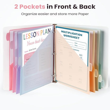 Sooez 24 Count Dividers with 2 Pockets, 8 Tabs Binder Dividers - Image 3