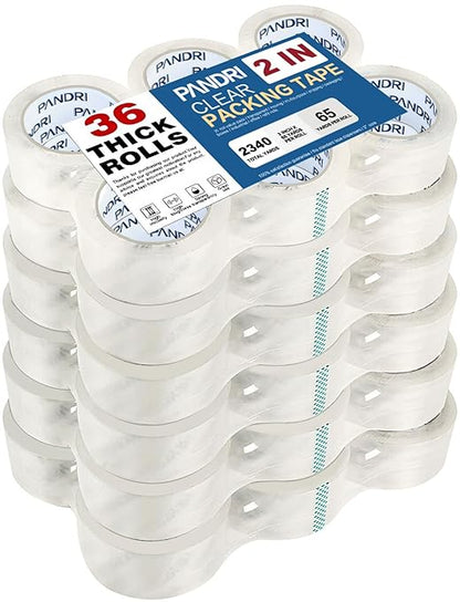 PANDRI Packing Tape, 36 Rolls Heavy Duty Clear Packaging Tape by PANDRI