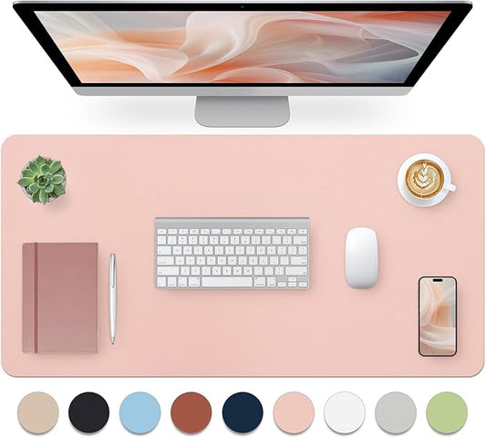 Blossoms Pink Desk Mat, Waterproof Non-Slip Leather Desk Pad, Large Mouse Pad by Bloss
