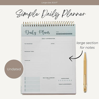 Spiral Daily Planner Agenda Notepad -100 Undated Tear-Off Sheets -Desk Notepad - Image 5