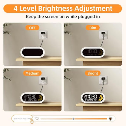 DOOMAY Digital Alarm Clock for Bedroom: Dual Alarm Bedside Clock VA LCD Display - Image 4