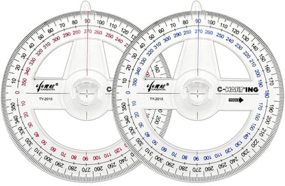 360° Protractor Pack of 2 Protactors Plastic Protractor Math Protractors Clear by LYHLYA