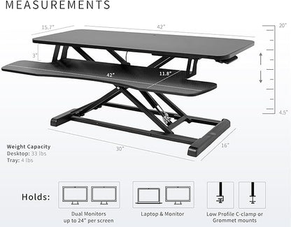 VIVO 42 inch Desk Converter, K Series, Height Adjustable Sit to Stand Riser - Image 3