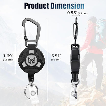 2-Pack Retractable Keychain, Heavy Duty Carabiner Badge Holder, Tactical ID - Image 3
