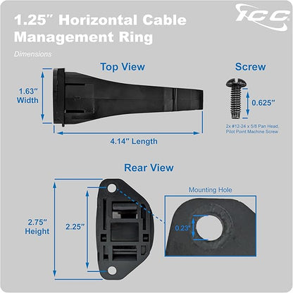 ICC 1.25” Plastic Cable Management Ring, Horizontal, Rack or Wall Mount - Image 9