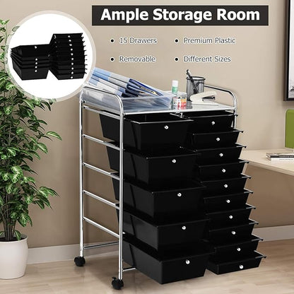 LDAILY 15 Drawer Rolling Storage Cart, Rolling Cart - Image 9