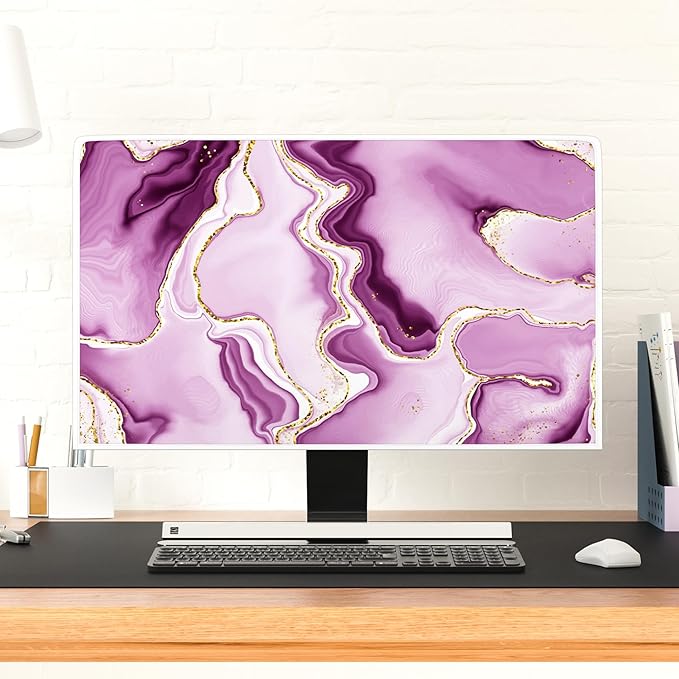 Baocicco Violet Gold Marble Waterproof Computer Monitor Dust Cover 22, 25 Inch - Image 2