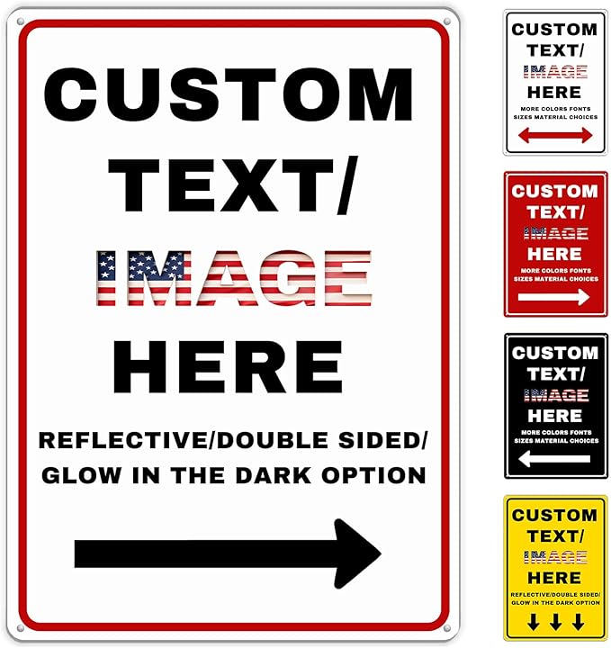 Custom Sign Left or Right Arrow, Glow in the Dark/Reflective Option, by Varugood