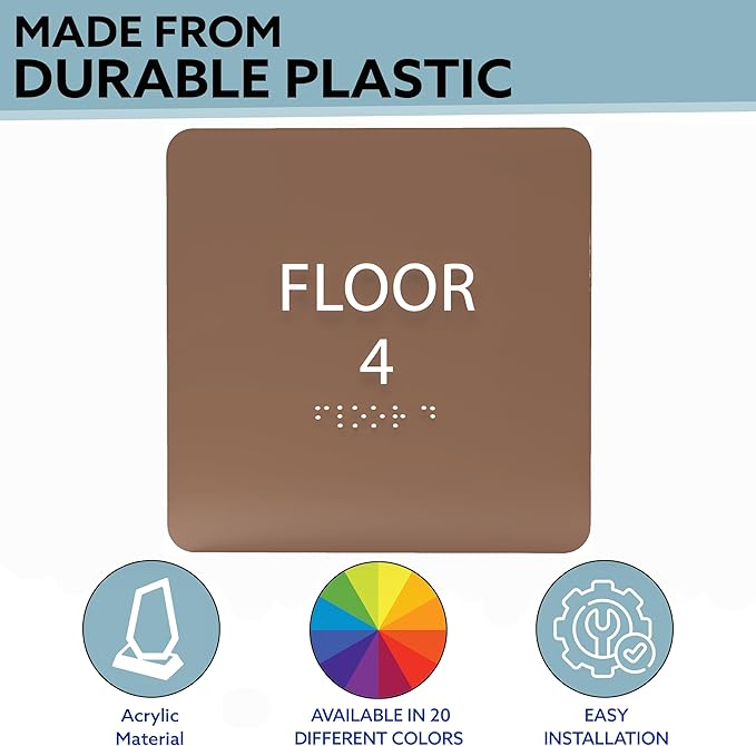 Khaki w/Black ADA Floor 4 Sign - Image 2