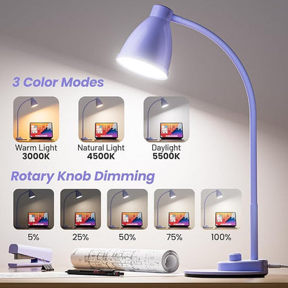 BOHON LED Desk Lamp with USB Charging Port, 3 Color Modes Fully Dimmable - Image 2