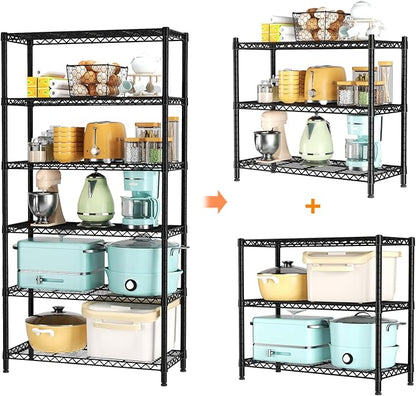 SINGAYE 6 Tier Shelf Organizer Storage Metal Shelves Garage Wire Shelving Unit - Image 4