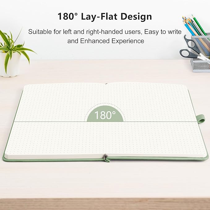 RETTACY Bullet Dotted Journal Notebook, 256 Pages, A5 Medium Size, Leather - Image 6