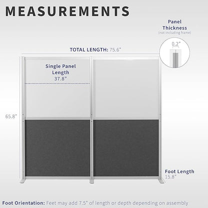 VIVO Modular Wall System, 2 PET and Whiteboard Panels, Professional Office - Image 3