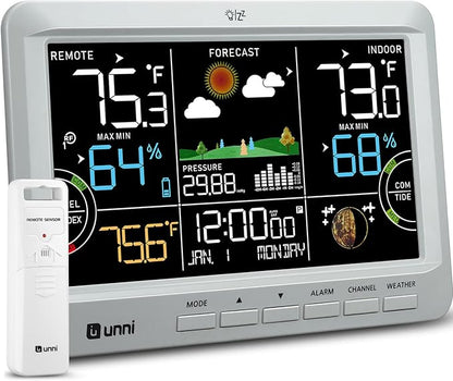 Weather Station Indoor Outdoor Thermometer Wireless, Home Atomic Clock by UUNNI