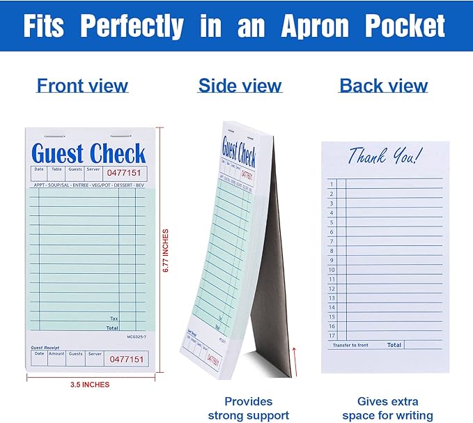 Methdic Guest Checks Server Note Pads 250 Orders Waitress Notepad - Image 2