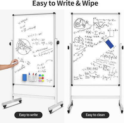 Rolling Whiteboard, Double Sided Magnetic Dry Erase Board Height Adjustable - Image 5