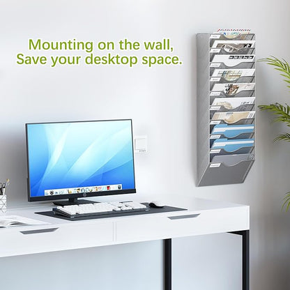 EasyPAG 10 Pocket Mesh Wall File Organizer, Hanging Paper Folder Holder - Image 2