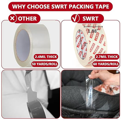 SWRT 2.7Mil Thick Ultra Clear Packing Tape, 36 Rolls Heavy Duty Packaging Tape - Image 2