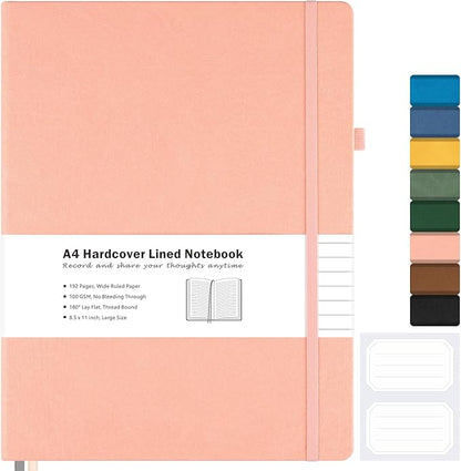 Lined Journal Notebook, 8.5" x 11" Hardcover Leather Notebook by MALEDEN