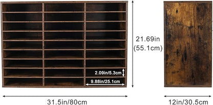 TQVAI Wood Literature Organizer, 27 Slots Hold 13500 Sheets A4 Papers, Wooden - Image 3