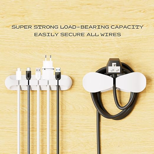 Apromisith USB Cable Organizer Clips Cord Holder, 12 Packs White Self Adhesive - Image 6
