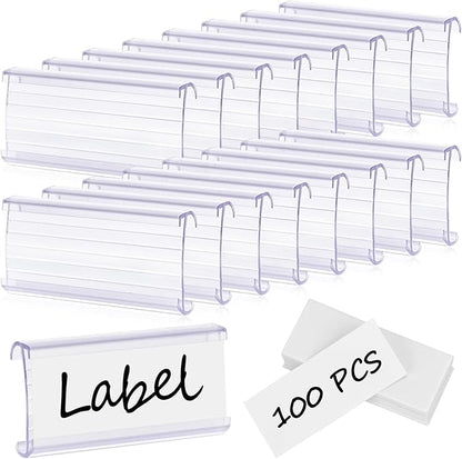 100 Pcs Wire Shelf Label Holder by Meetory