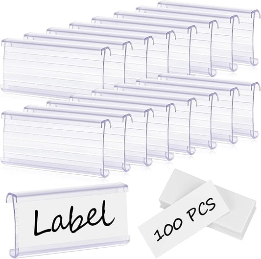 100 Pcs Wire Shelf Label Holder by Meetory