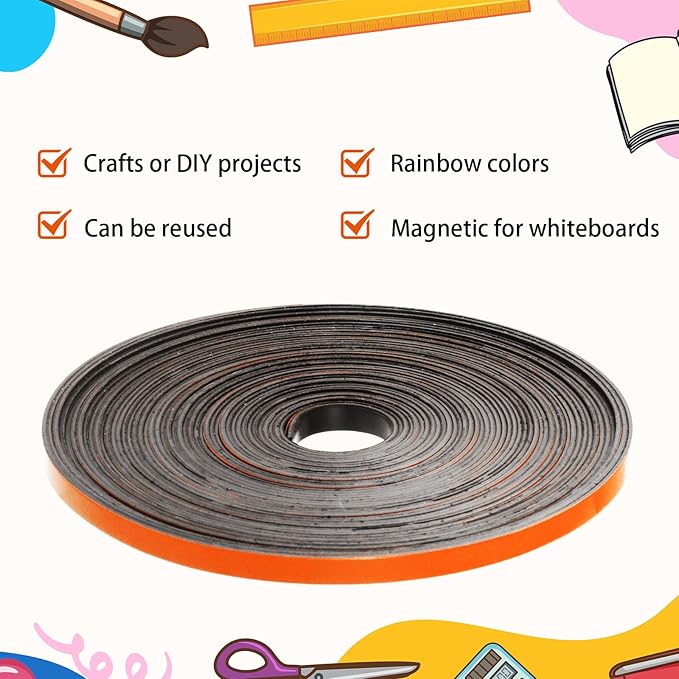 AmazingSpark Magnetic Tape Roll Thin Strips, 0.39 Inch x 66 Feet Magnetic Board - Image 6