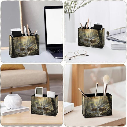 Famame Two Deer Autumn River Pencil Holder - Image 3