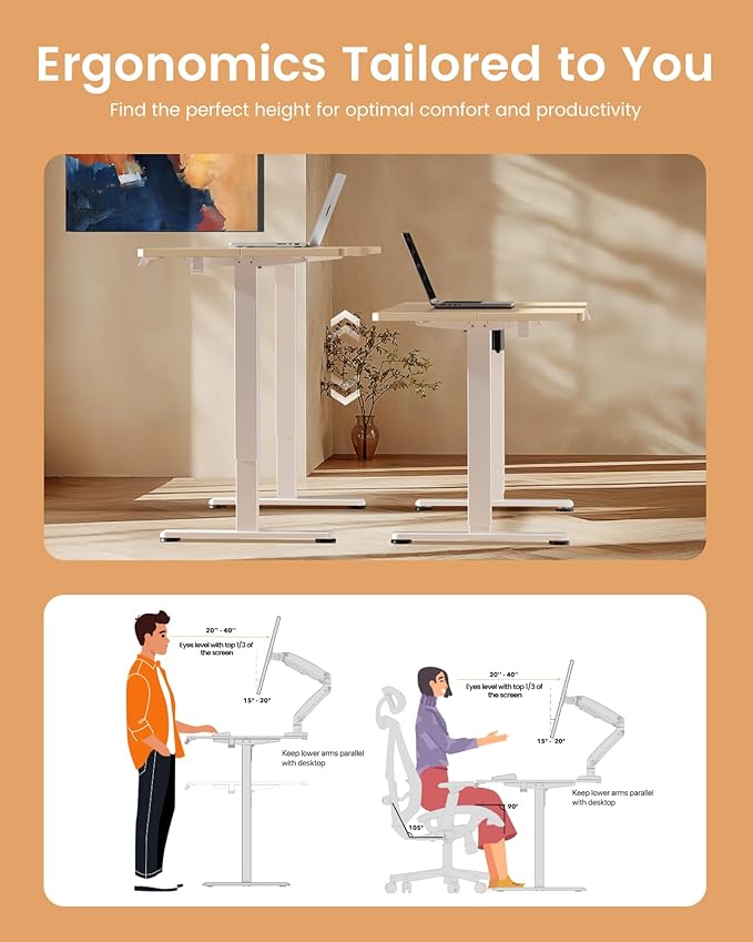 Ergear Height Adjustable Electric Standing Desk, 48x24 Inches Sit Stand up - Image 7