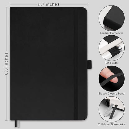 RETTACY Bullet Dotted Journal Notebook, 256 Pages, A5 Medium Size, Leather - Image 2