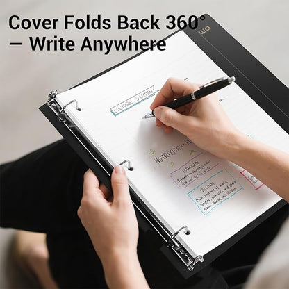 MUKAWA 1 Inch 3 Ring Binder, D-Ring Binder Holds 250 Sheets, PP Cover - Image 5