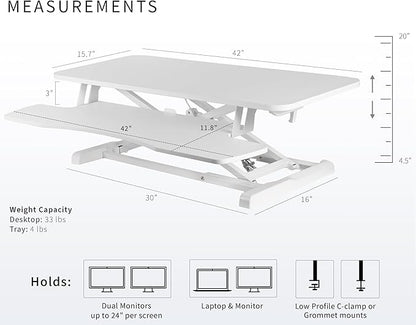 VIVO 42 inch Desk Converter, K Series, Height Adjustable Sit to Stand Riser - Image 3