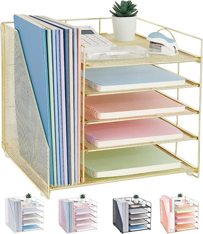 LEKETREE Desk Organizers and Accessories, 5-Tier Paper Letter Tray Organizer by RefinedOfficeEasyManagemen